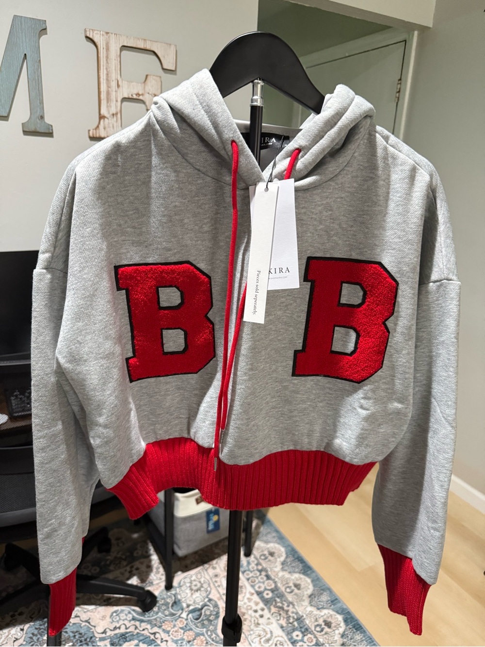 Akira Gray Hoodie with Red Lettering and Trim